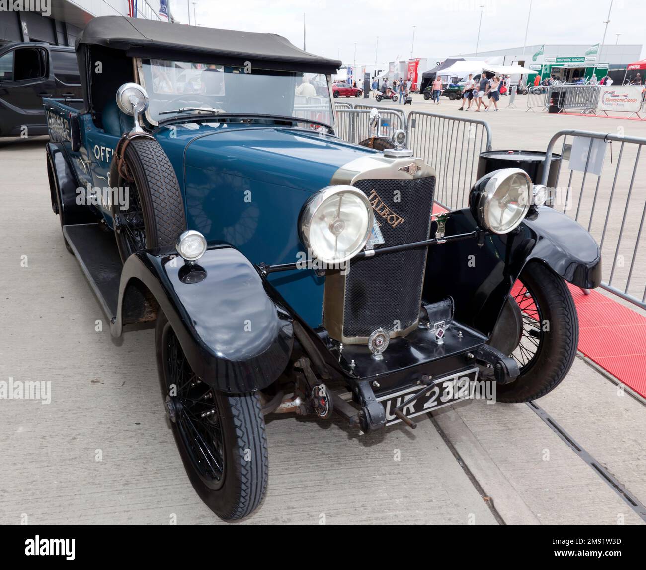 Side view  of a 1929 Talbot AG 14/45 Pick-up in the International paddock, at the 2022 Silverstone Classic. Stock Photo