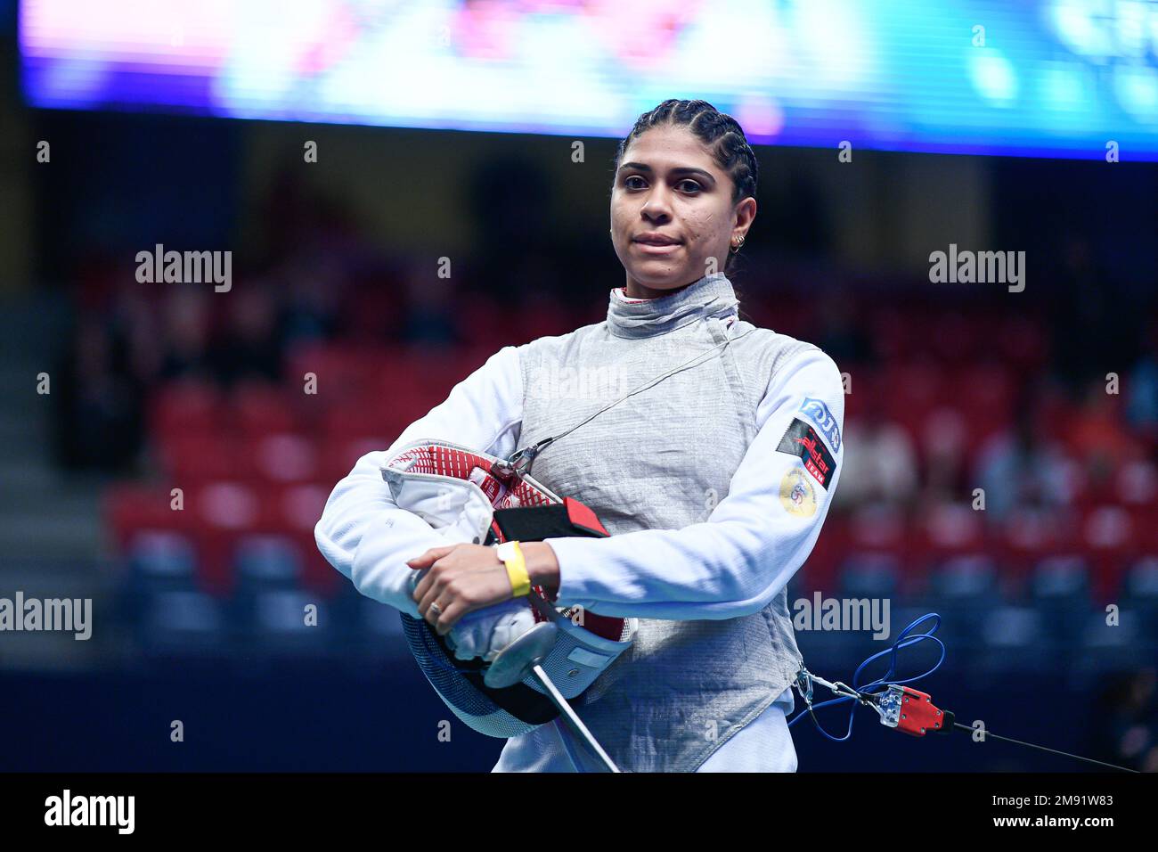 THIBUS Ysaora (FRA) during the Mazars Challenge International of Fencing (foil) at Stade Pierre de Coubertin on January 14, 2023 in Paris, France. Stock Photo