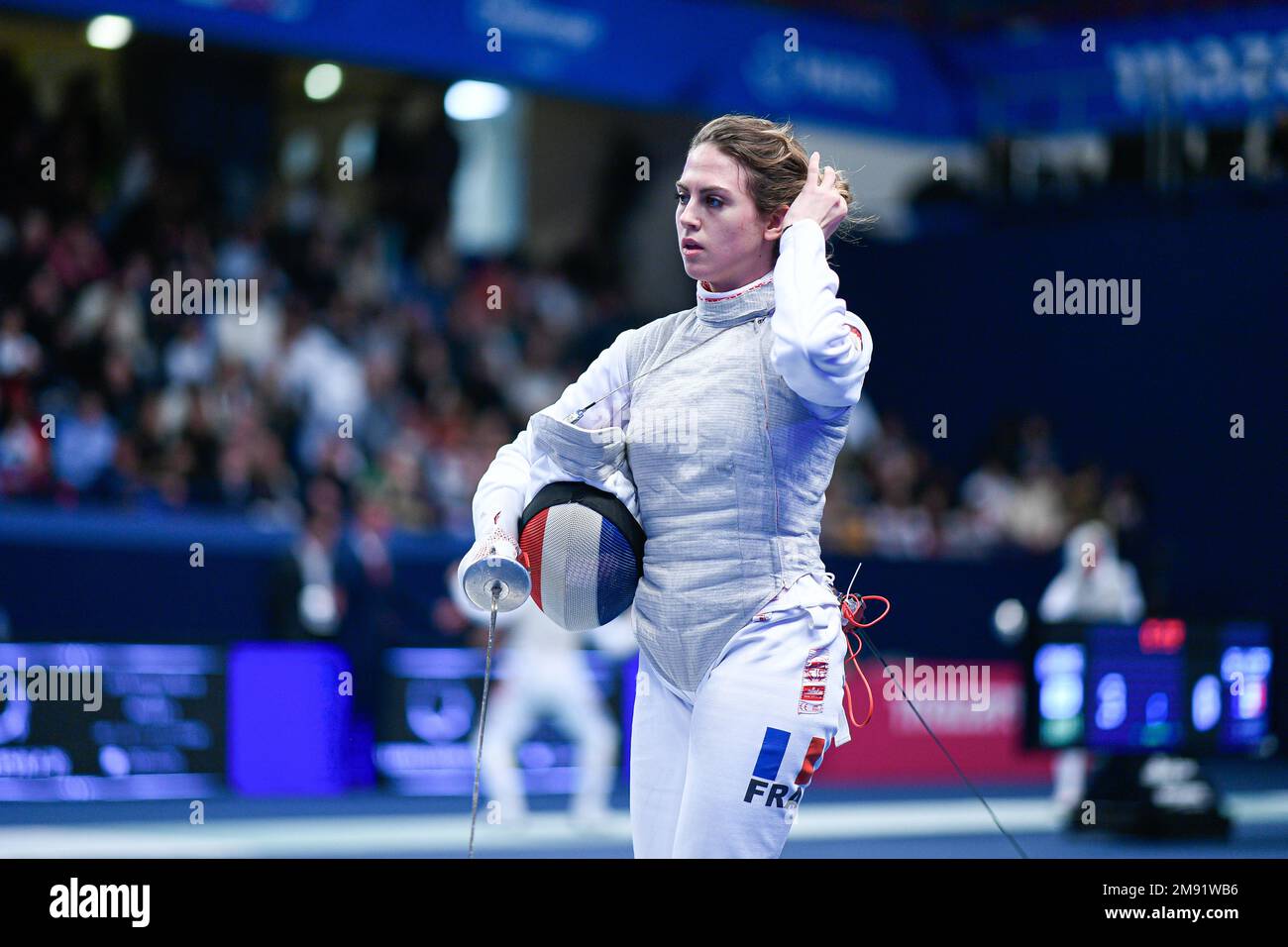 BUTRUILLE Solene (FRA) during the Mazars Challenge International of Fencing (foil) at Stade Pierre de Coubertin on January 14, 2023 in Paris, France. Stock Photo