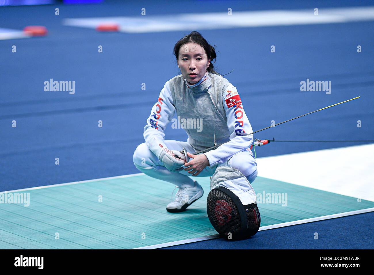 CHAE Songoh (KOR) during the Mazars Challenge International of Fencing (foil) at Stade Pierre de Coubertin on January 14, 2023 in Paris, France. Stock Photo