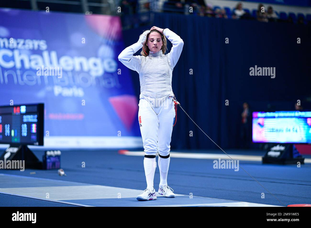 BUTRUILLE Solene (FRA) during the Mazars Challenge International of Fencing (foil) at Stade Pierre de Coubertin on January 14, 2023 in Paris, France. Stock Photo
