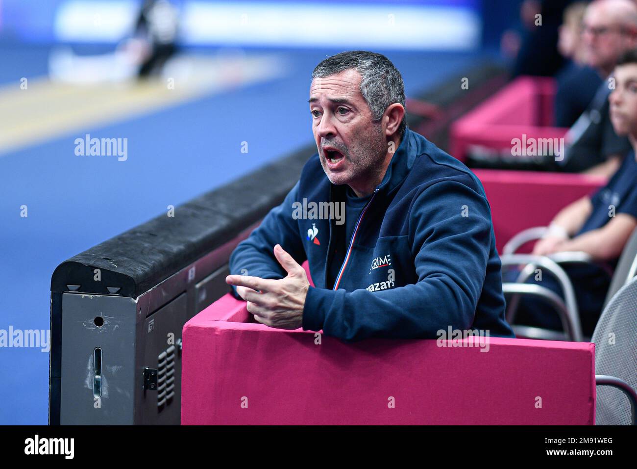 PLUMENAIL Lionel coach during the Mazars Challenge International of Fencing (foil) at Stade Pierre de Coubertin on January 14, 2023 in Paris, France. Stock Photo