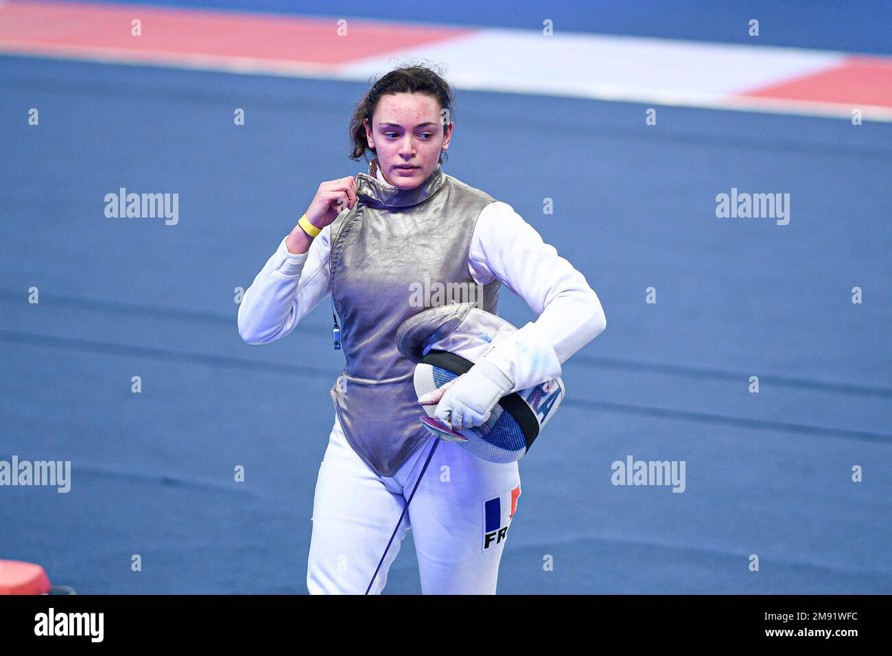 LACHERAY Eva (FRA) during the Mazars Challenge International of Fencing (foil) at Stade Pierre de Coubertin on January 14, 2023 in Paris, France. Stock Photo