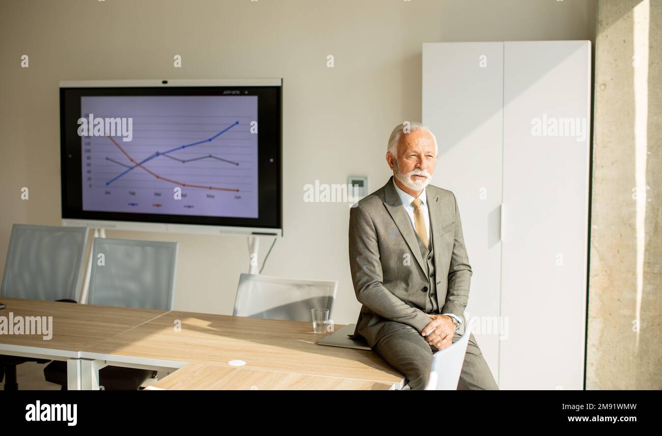 Handsome senior business man in the boardroom at the office Stock Photo