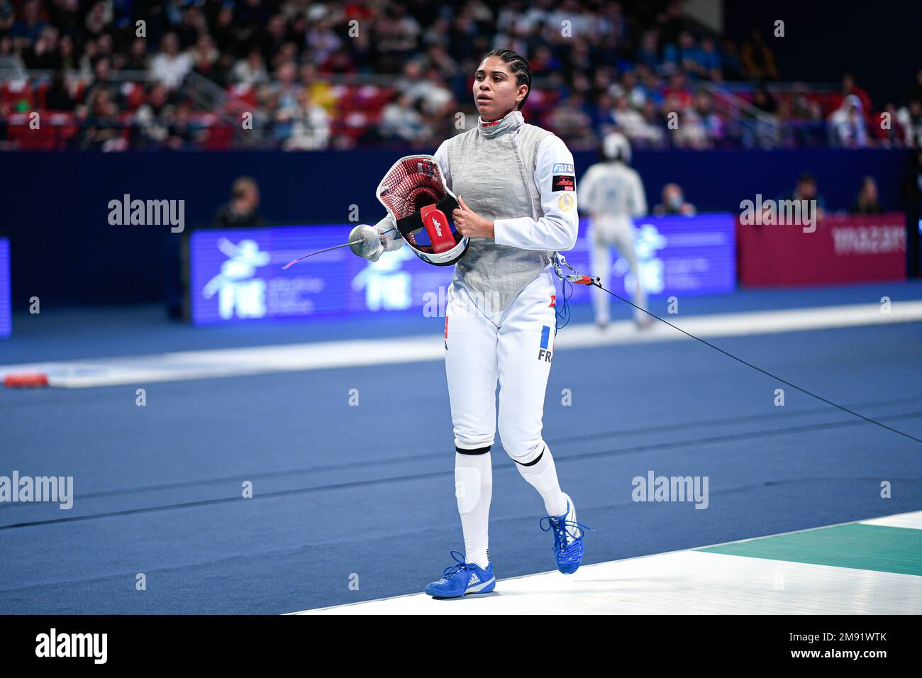 THIBUS Ysaora (FRA) during the Mazars Challenge International of Fencing (foil) at Stade Pierre de Coubertin on January 14, 2023 in Paris, France. Stock Photo