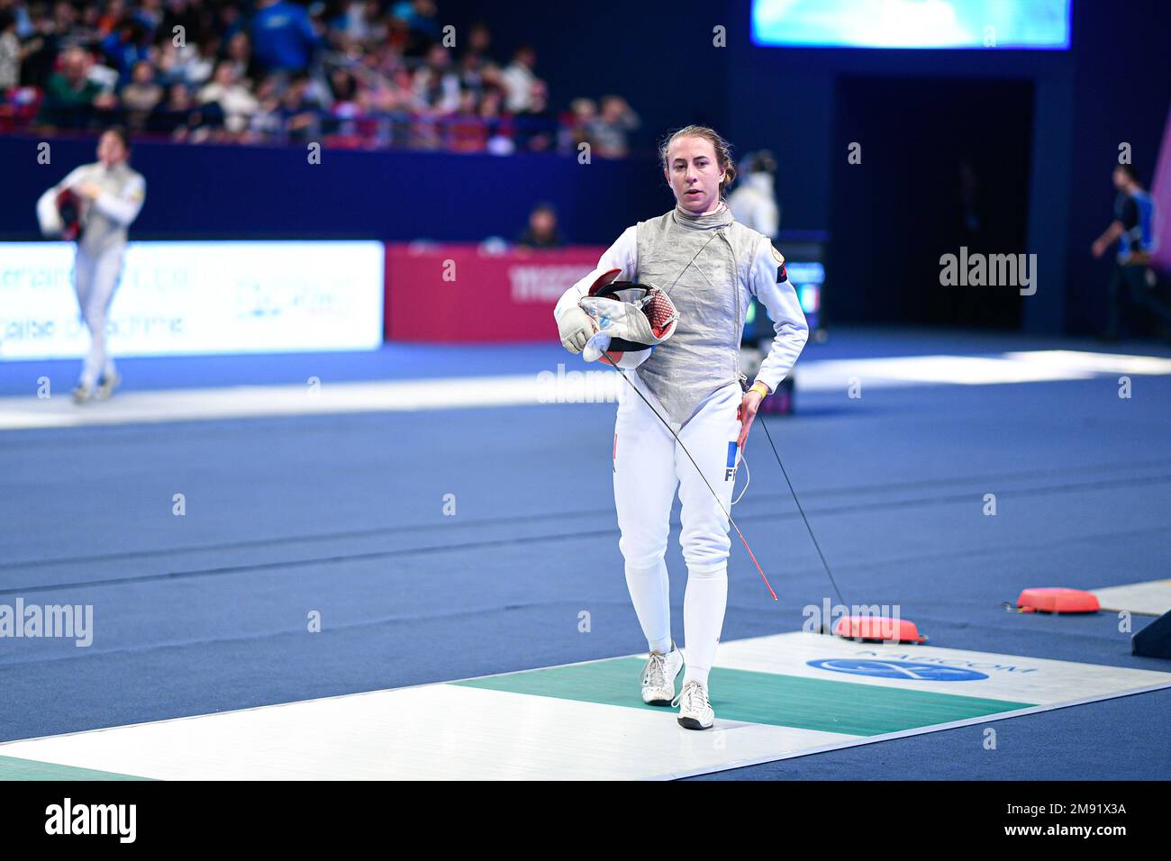 RANVIER Pauline (FRA) during the Mazars Challenge International of Fencing (foil) at Stade Pierre de Coubertin on January 14, 2023 in Paris, France. Stock Photo