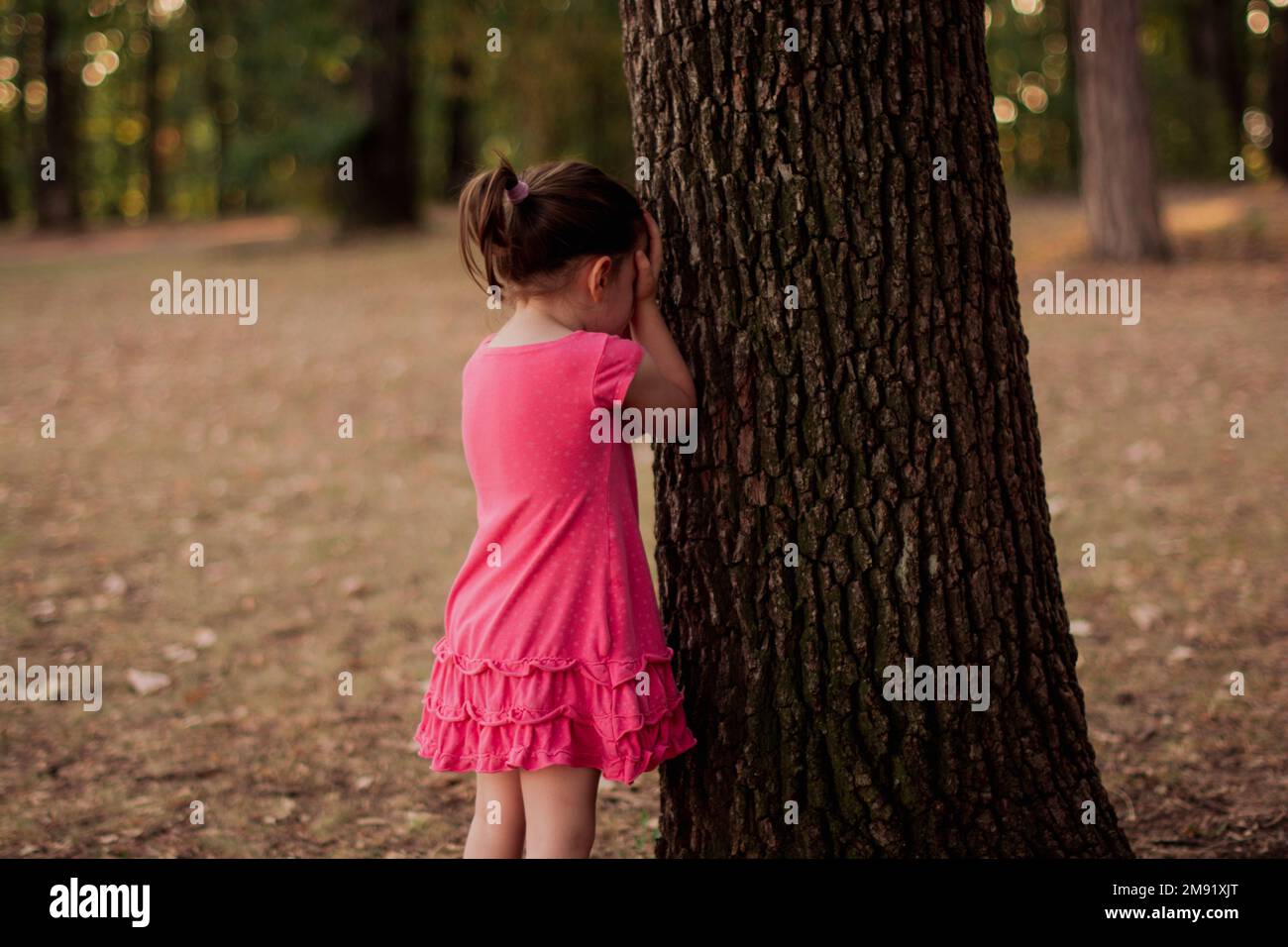 Children playing hide and seek at the park Vector Image