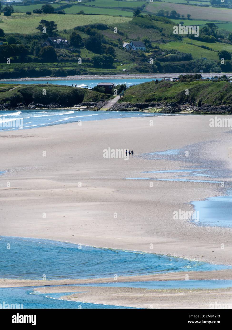 Inchydoney beach at low tide, day. The famous Irish beach on the south coast of the country. Seaside landscape. Stock Photo