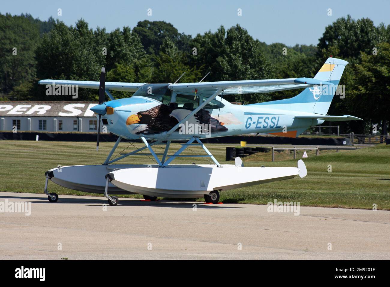 A Cessna 182R Skylane seaplane at Goodwood Airport West Sussex Stock Photo