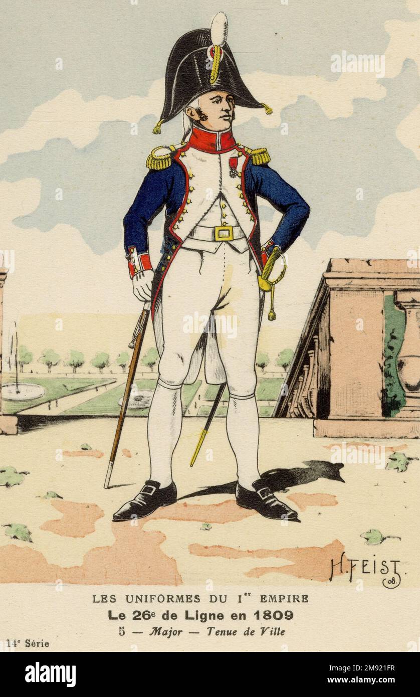 major en tenue de ville du 26e de ligne en 1809 - Wagram Stock Photo
