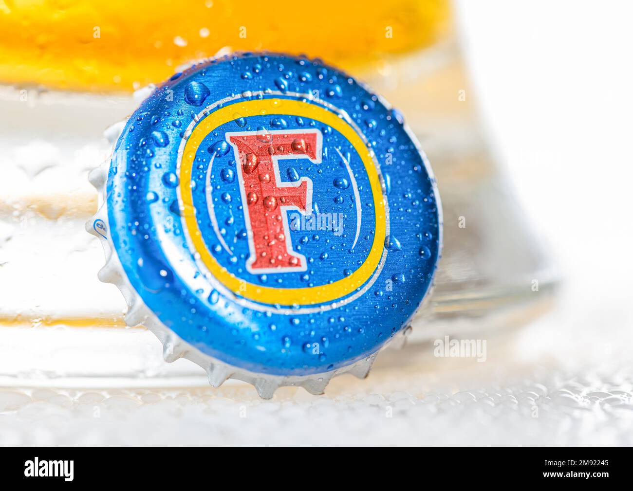 LONDON, UK DECEMBER 15, 2022 Fosters Australia lager beer bottle cap