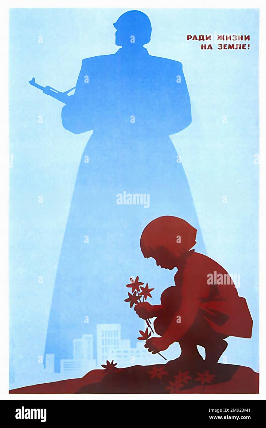 A Beautiful Life For The World!  (Translated from Russian) - Vintage USSR soviet propaganda poster Stock Photo
