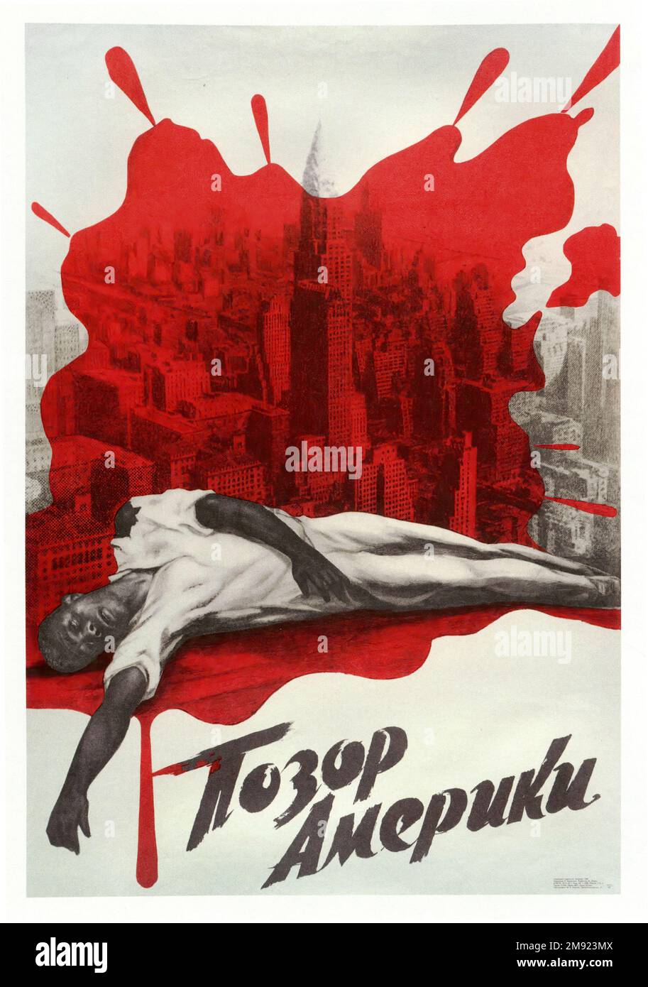 Americas Shame 1968   -  (Translated from Russian) - Vintage USSR soviet propaganda poster Stock Photo
