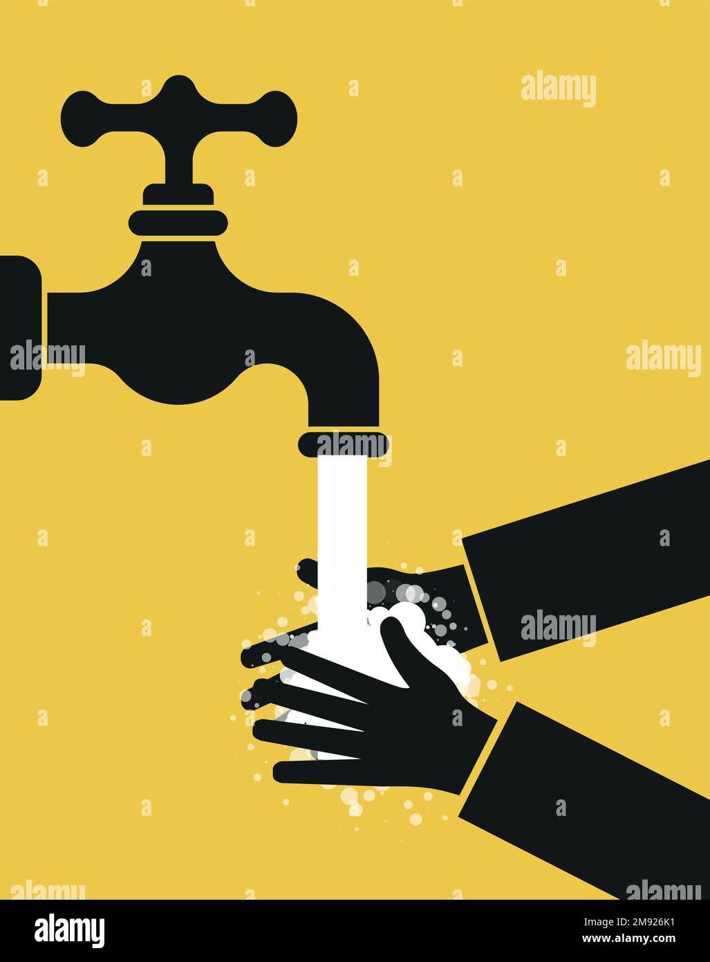 Washing hands with soap vector flat illustration. Hygiene concept eps