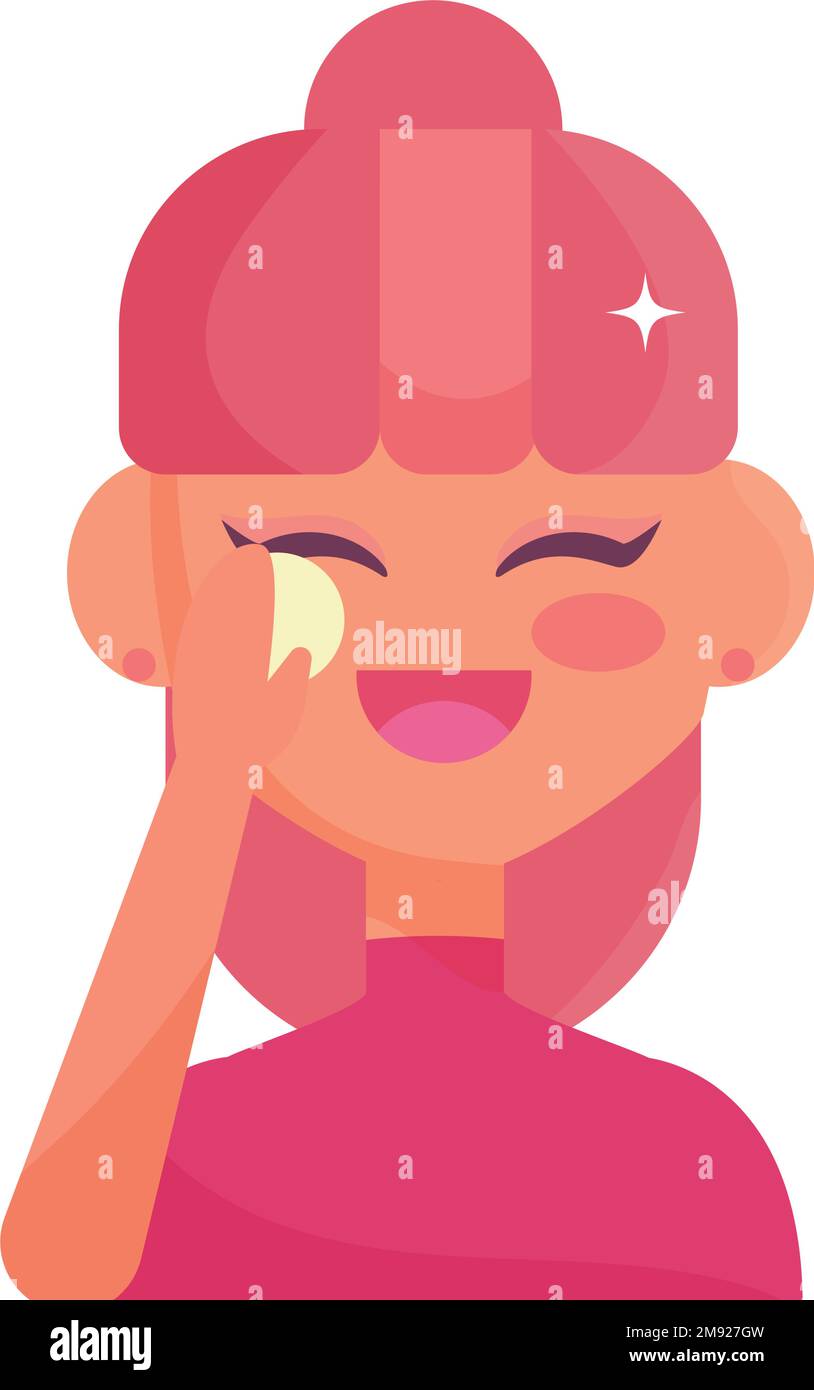 Isolated happy girl character cleaning her face Vector Stock Vector ...