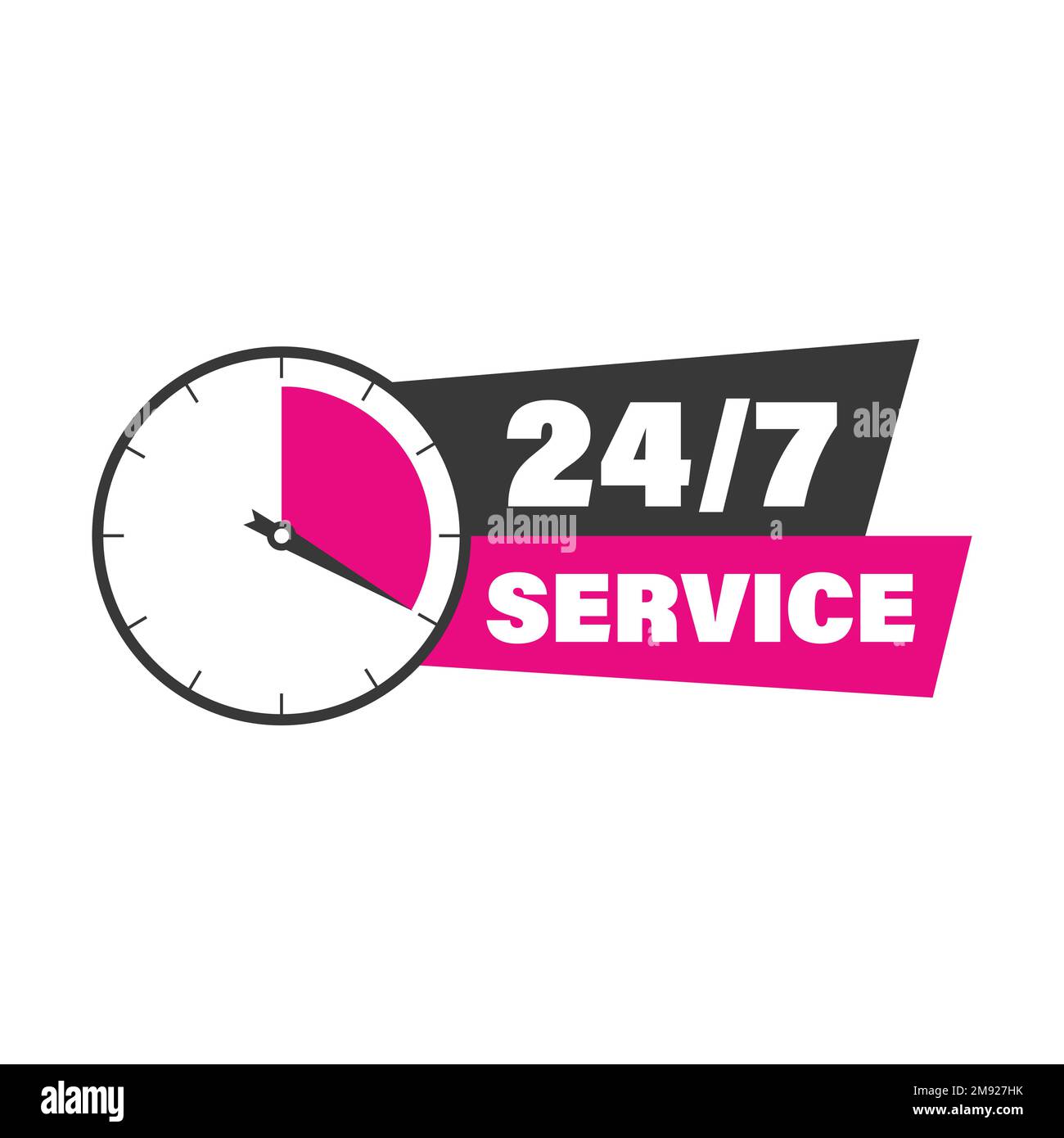 24-7 open concept. Support service icon Stock Vector