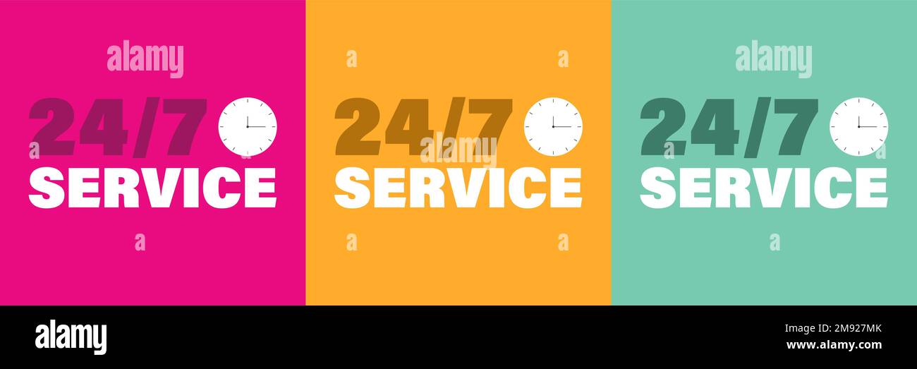 24 hours 7 days in week order execution or service posters Stock Vector