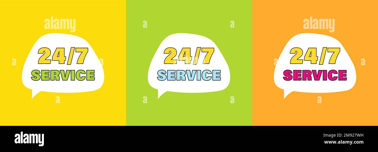 24 hours 7 days in week order execution or service posters Stock Vector