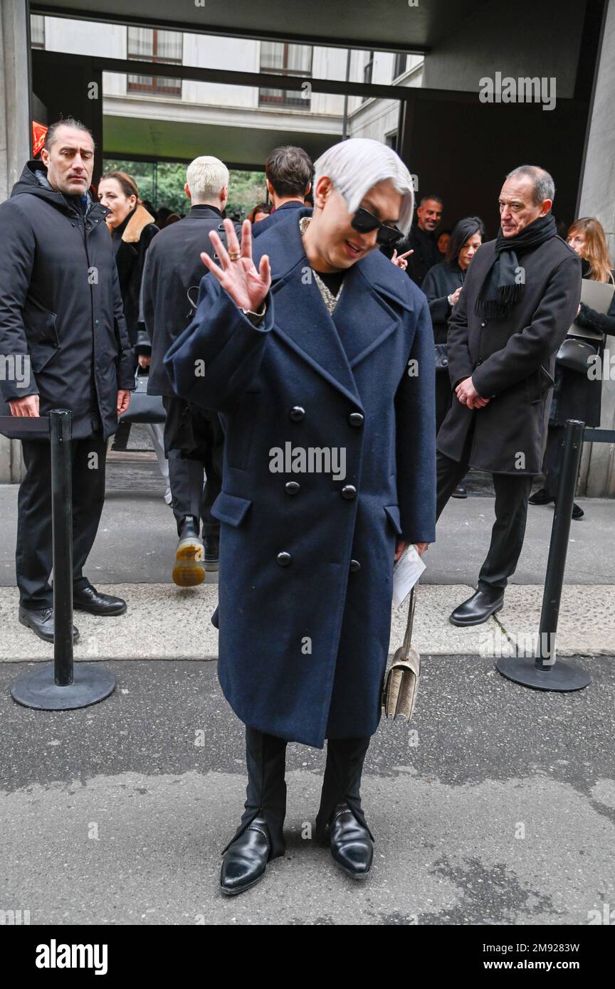 Milan, Italy. 16th Jan, 2023. Milan, Men Fashion Week, Fall Winter 2023
