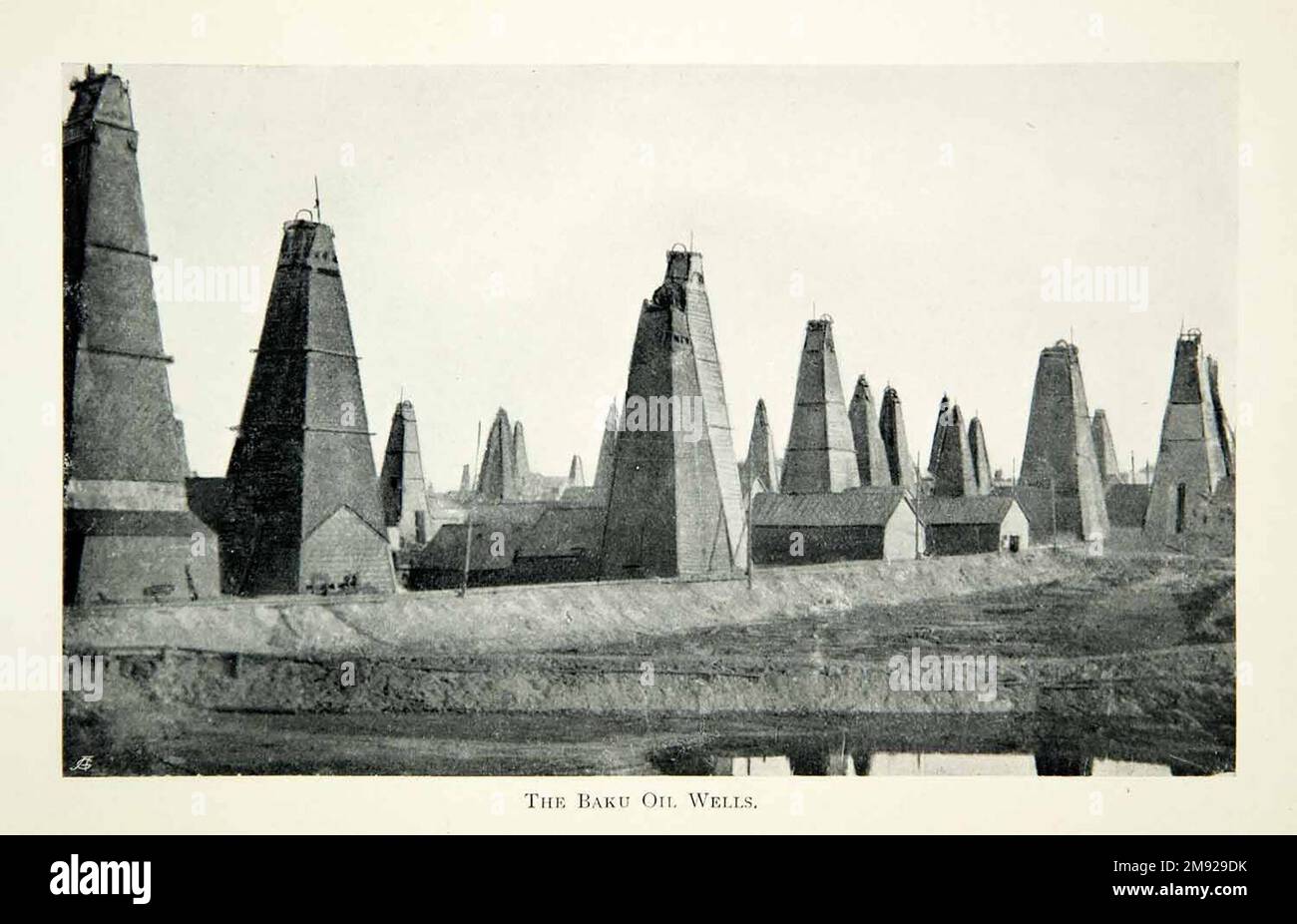 1903 Print Baku Oil Wells Tower Architecture Bibi-Heybat Balakhani ca.  1903 Stock Photo