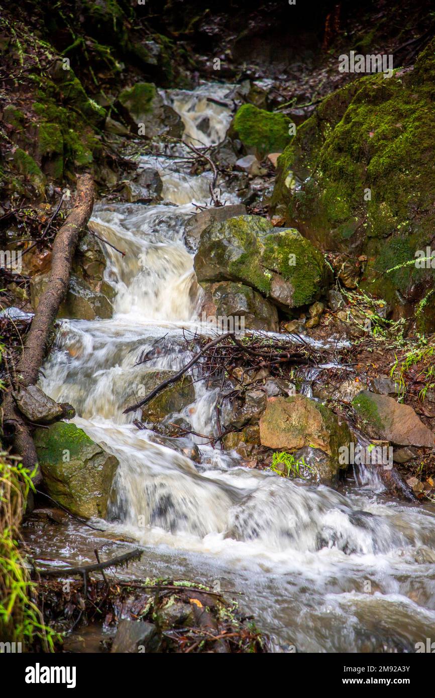 Waterfalls appearing after the winter storms along the Panoramic