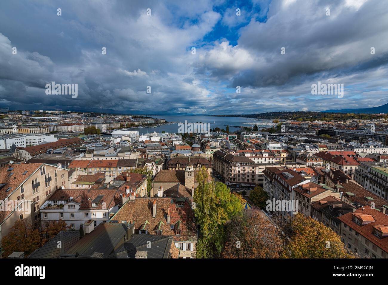 The old city of lake Geneva Stock Photo Alamy