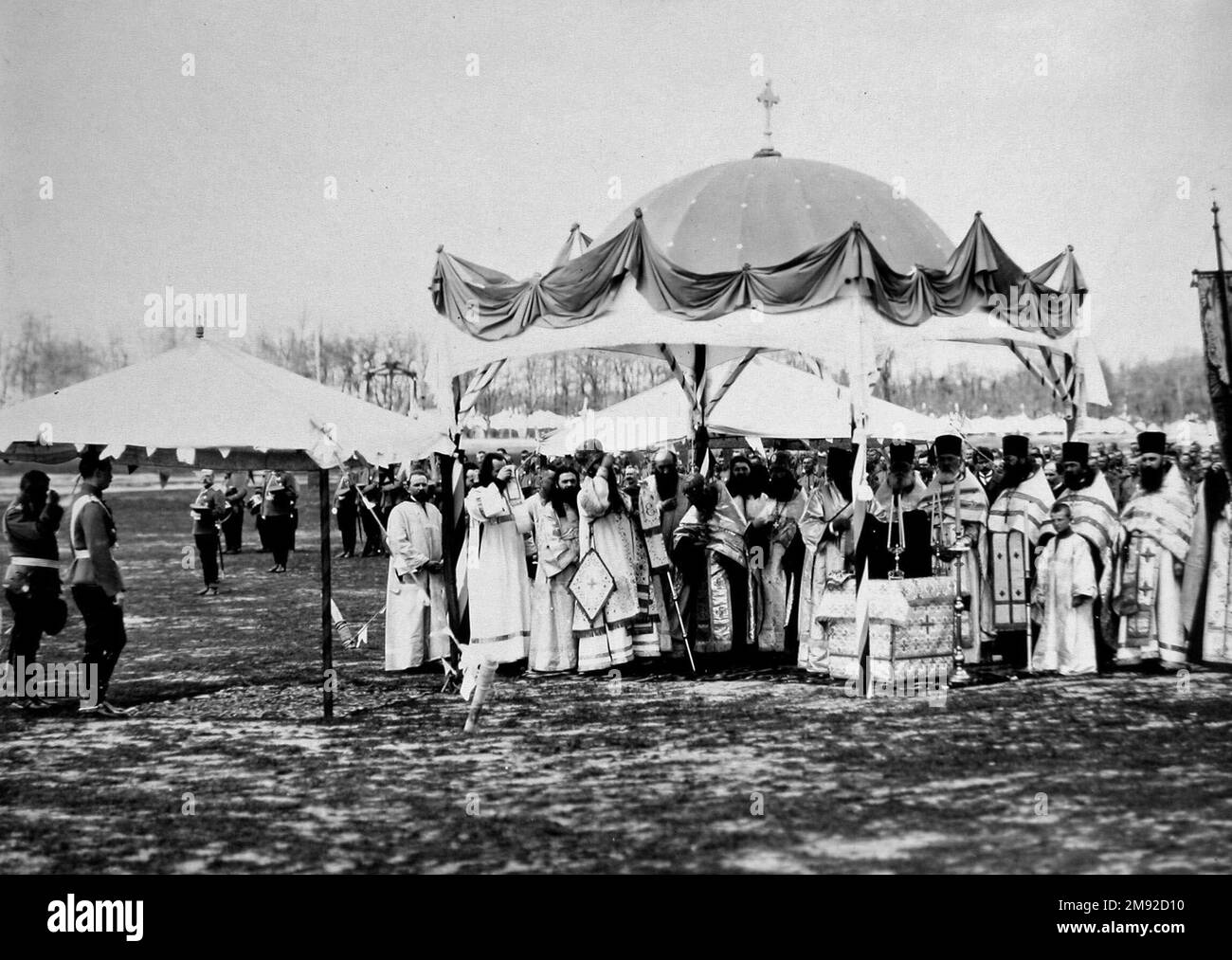 Pictures of celebrations and parades in 1912. Priests during the prayer