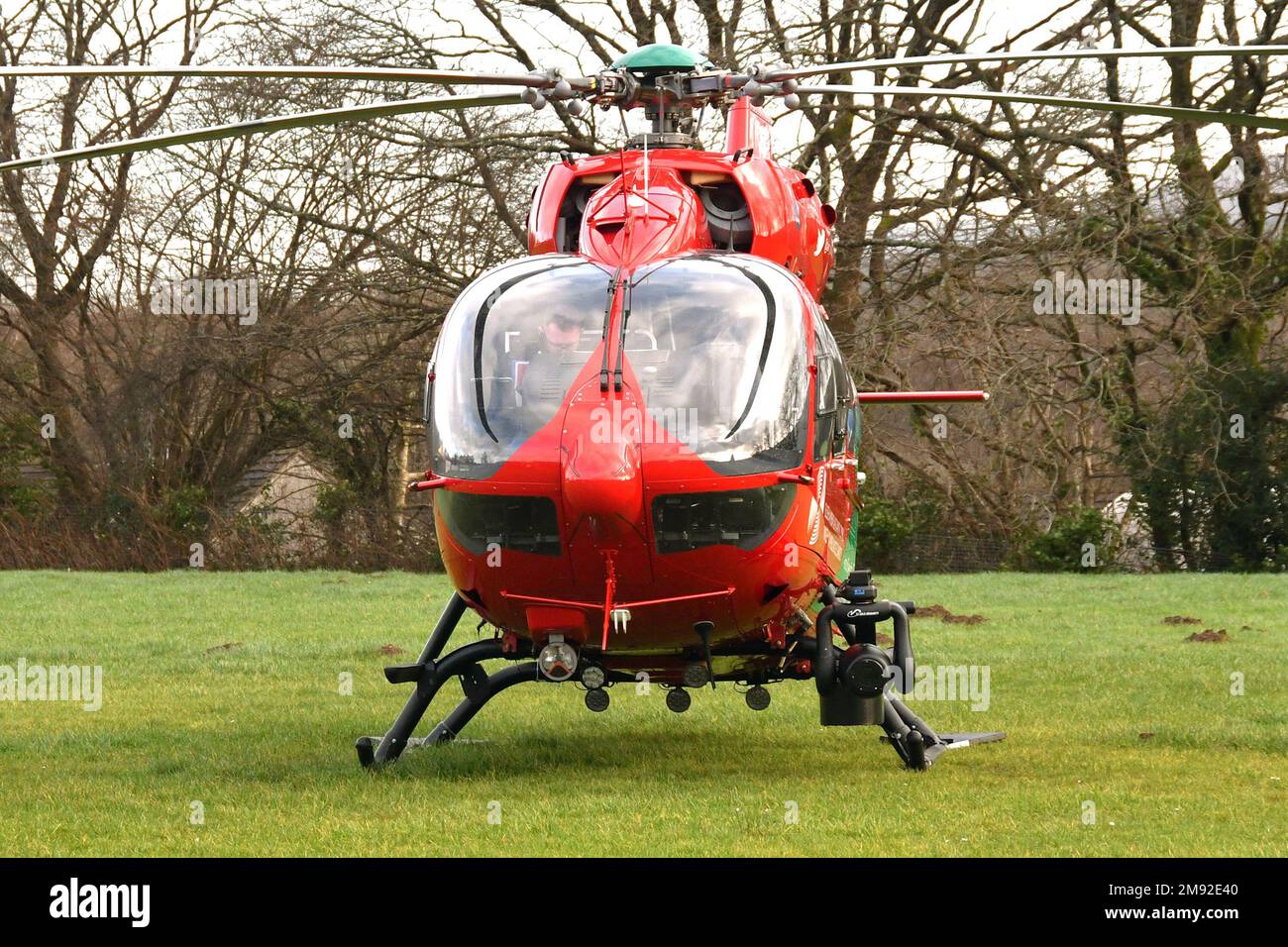 Pontypridd, Wales January 2023 Airbus helicopter operated by the