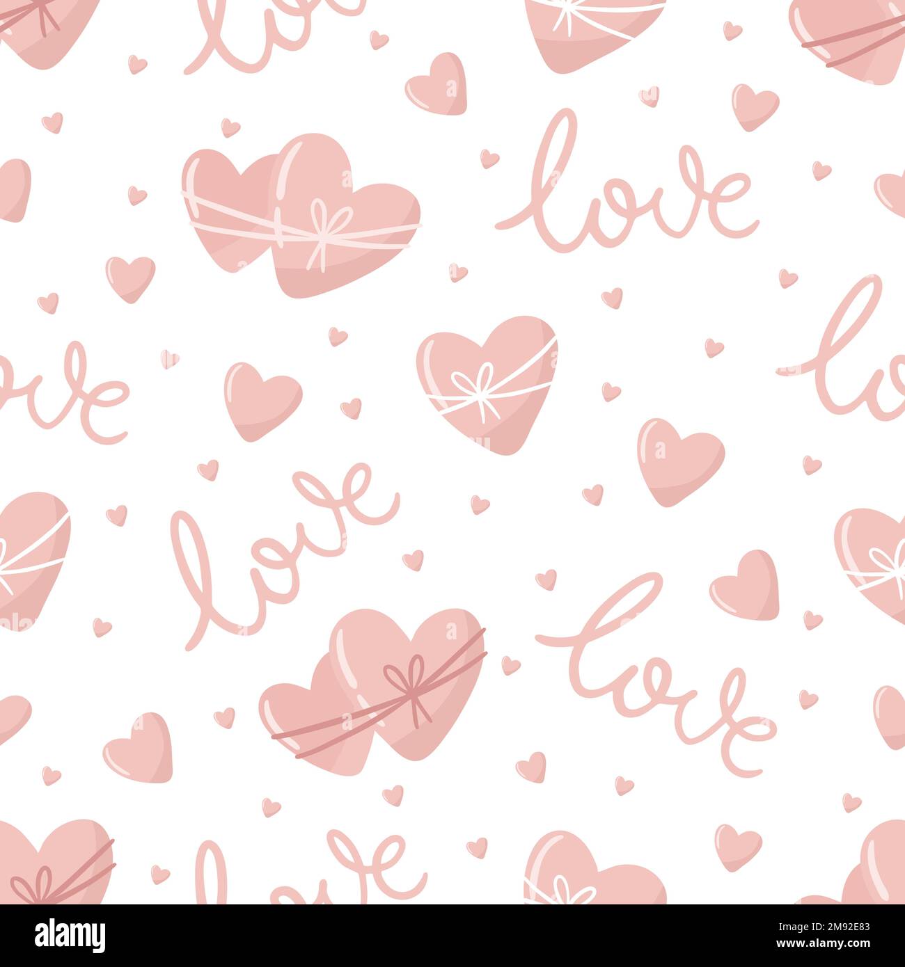 Vector Valentines Day seamless pattern with hand drawn love symbols ...