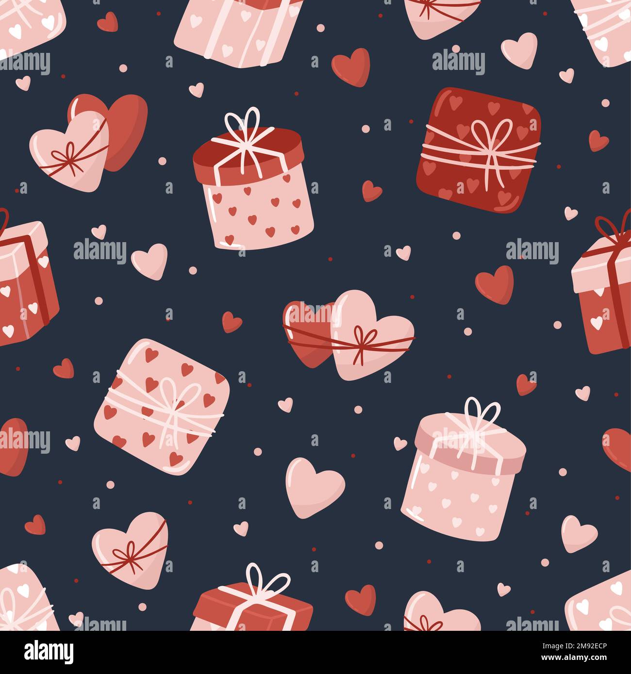 Vector Valentines Day seamless pattern with hand drawn love symbols ...