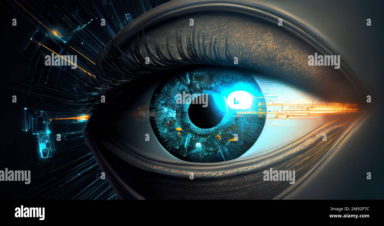 Cybernetic eye, wearable technology concept Stock Photo