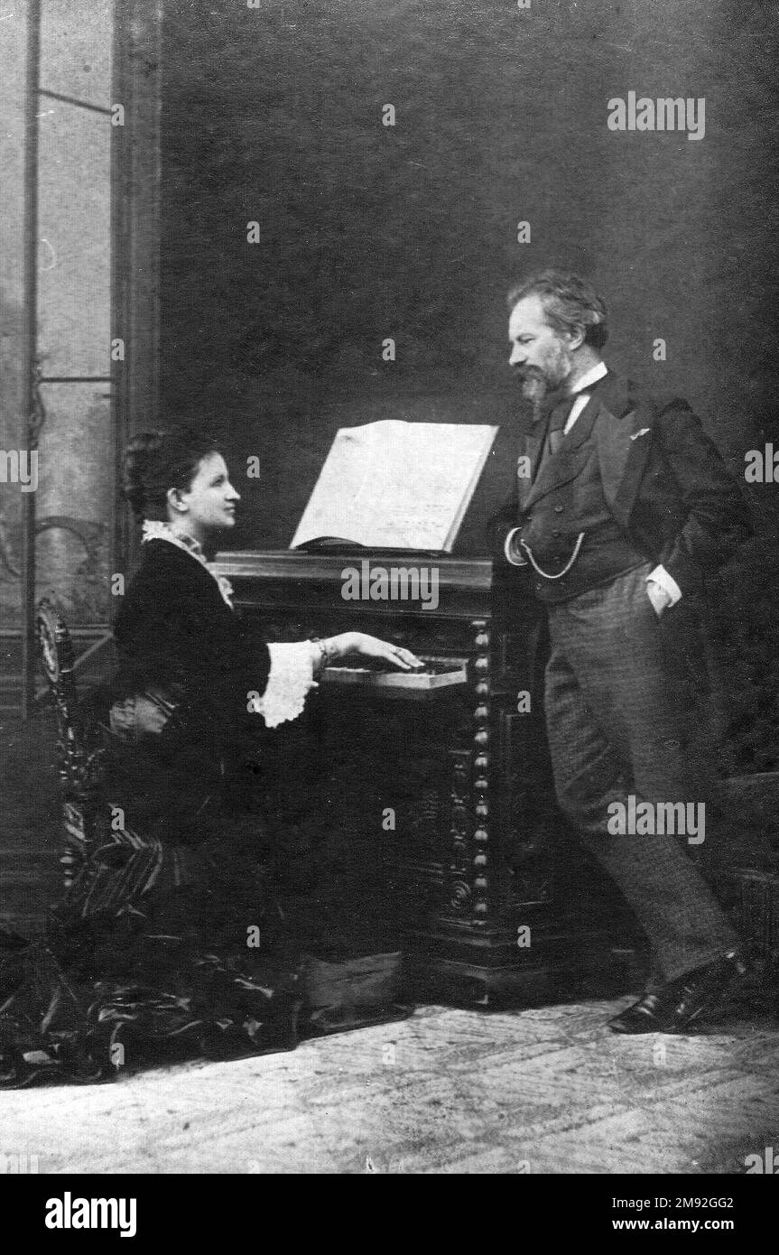 Pianist Professor A.N. Esipova and Professor F.O. Leshetitsky ca.  between 1866 and 1893 Stock Photo