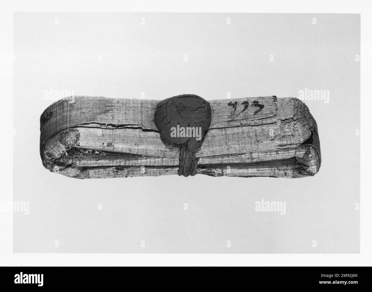 Property Transfer Document: Ananiah Gives Yehoishema Another Part of the House Aramaic. Property Transfer Document: Ananiah Gives Yehoishema Another Part of the House, November 25 or November 26, 404 B.C.E. Papyrus, ink, mud, Glass: 30 5/16 x 15 5/16 in. (77 x 38.9 cm).   Egyptian, Classical, Ancient Near Eastern Art November 25 or November 26, 404 B.C.E. Stock Photo