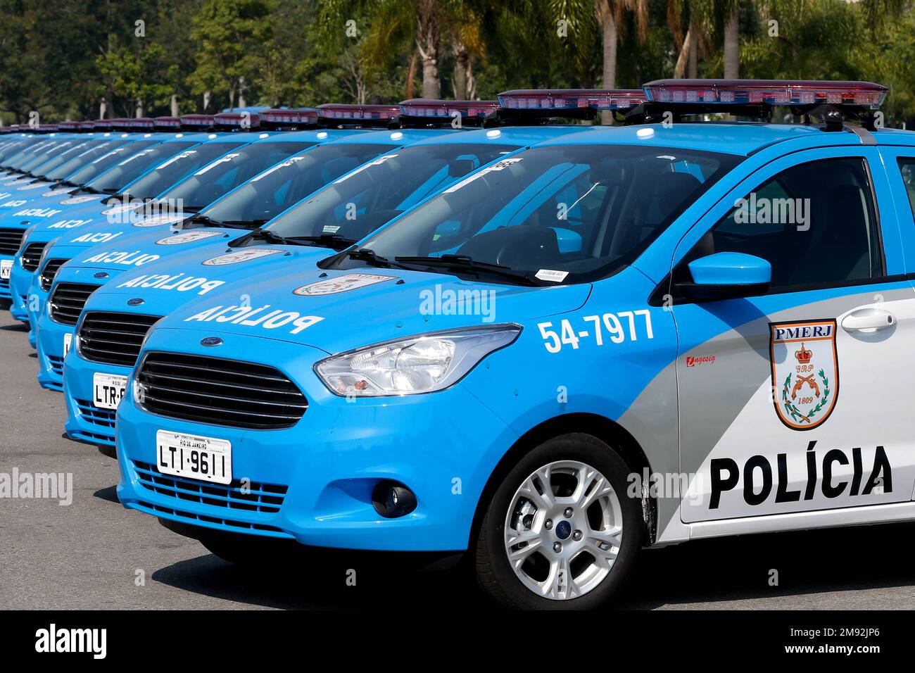 Police car new fleet. Military police transport equipment. Law enforcement vehicle - 07.03.2018 Rio de Janeiro, Brazil Stock Photo
