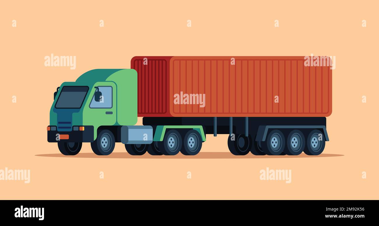 A vector of a red and green truck in the orange background Stock Vector ...