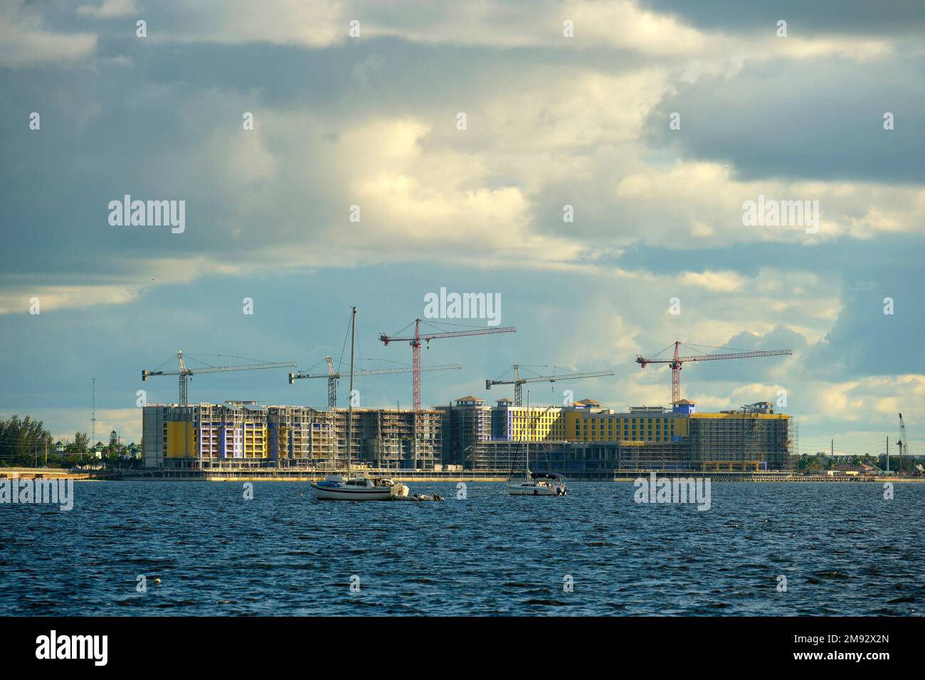Tower cranes and frame structure of high residential apartment