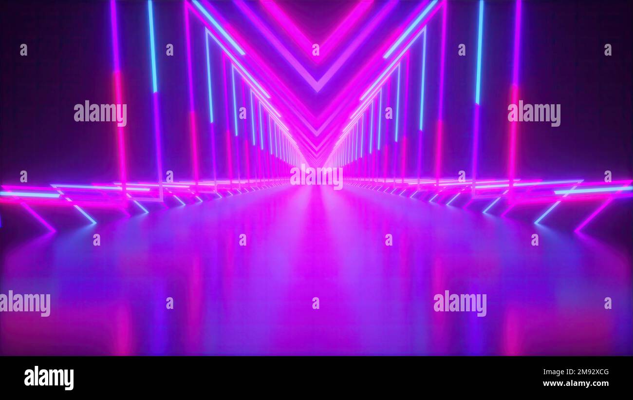 Neon tunnel. Computer generated 3d render Stock Photo - Alamy