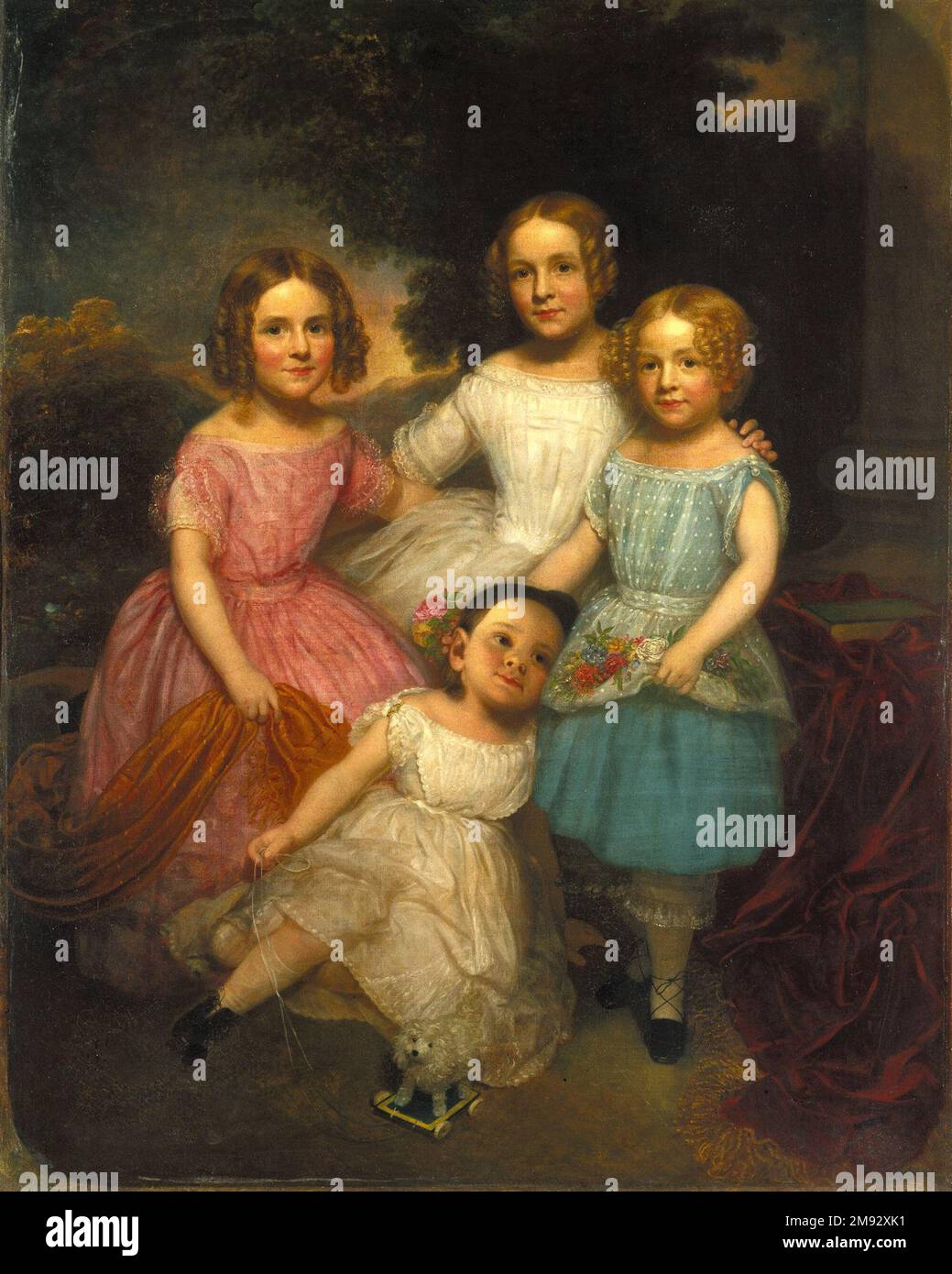 Adrian Bancker Holmes Children Charles Wesley Jarvis (American, 1812-1868). Adrian Bancker Holmes Children, ca. 1850. Oil on canvas, 60 1/4 x 48 1/16 in. (153 x 122 cm).   American Art ca. 1850 Stock Photo