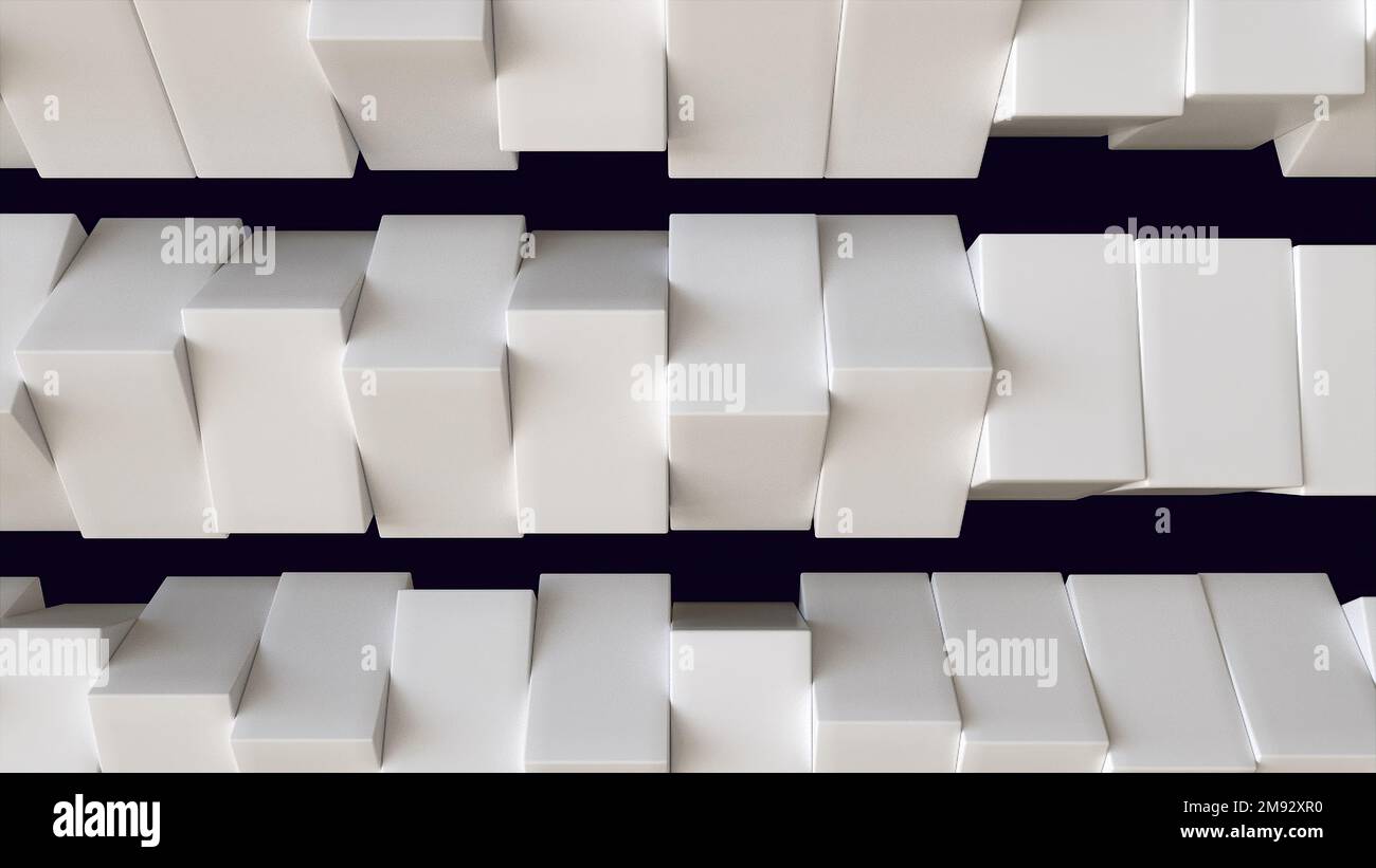 Block Render Rotation white blocks. Computer generated 3d render Stock Photo - Alamy