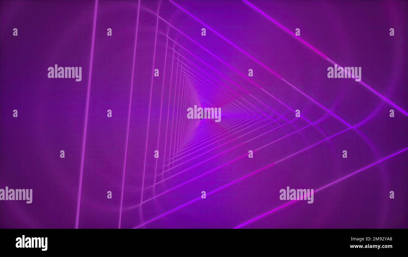 Triangles neon tunnel. Computer generated 3d render Stock Photo