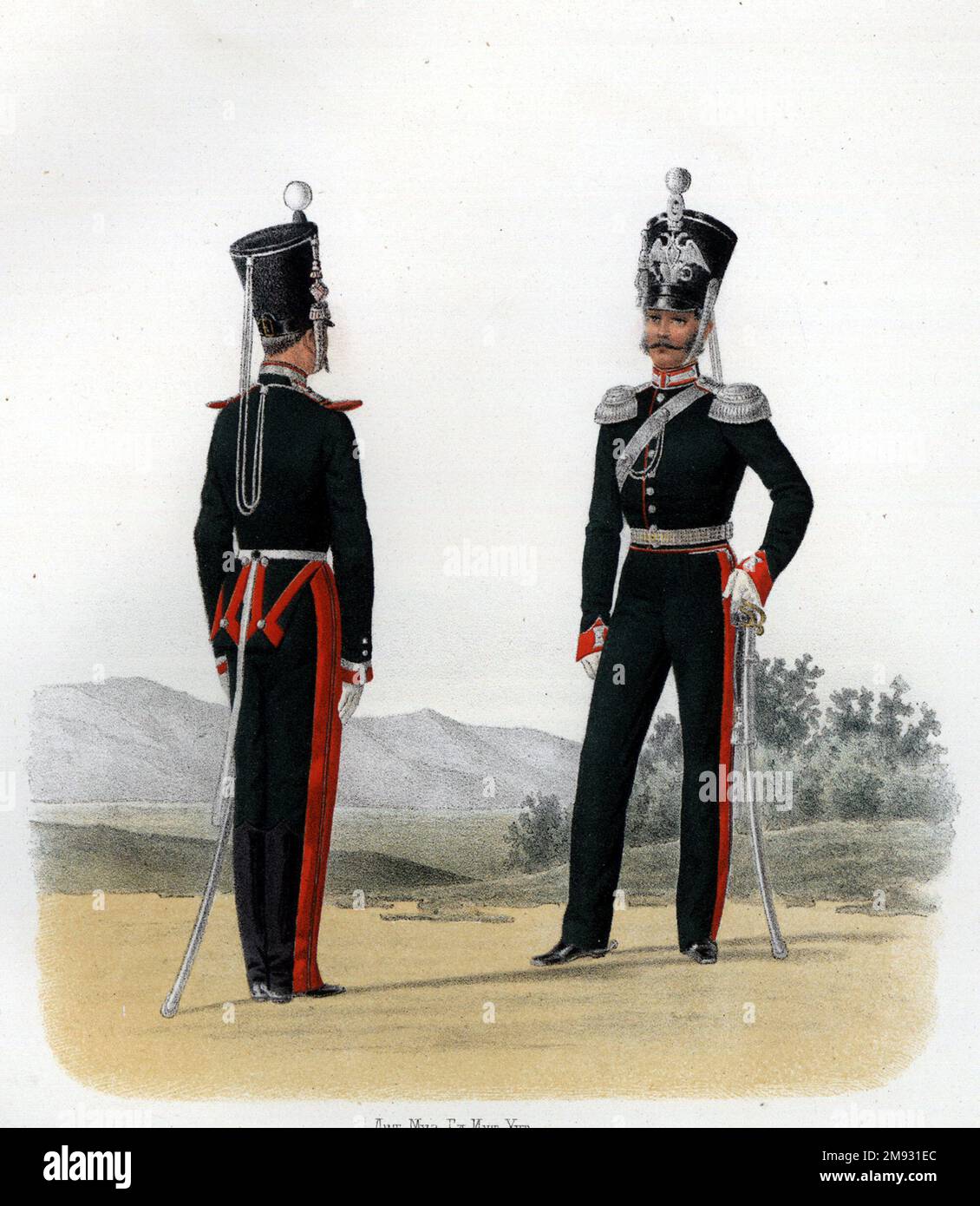Life Guards Cavalry Chasseur Regiment 1828-1831. Non-commissioned officer. Headquarters Officer. (Dress uniform) Stock Photo