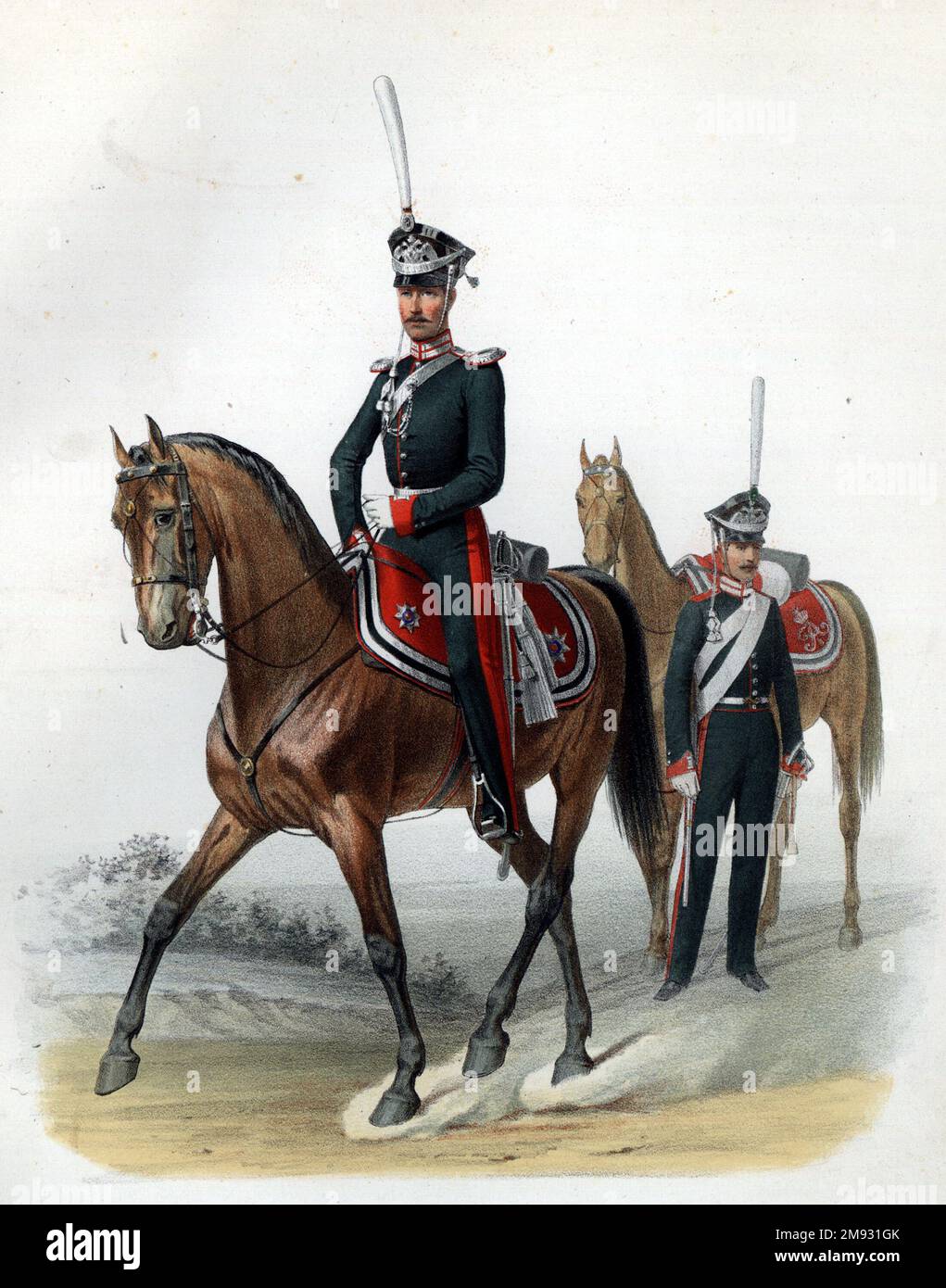Life Guards Cavalry Chasseur Regiment 1814-1816. Chief Officer. Private. (Dress uniform) ca.  1902 Stock Photo