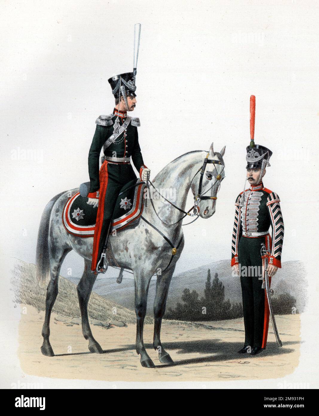 Life Guards Cavalry Chasseur Regiment 1816-1823. Headquarters Officer. Trumpeter. (Dress uniform) ca.  1902 Stock Photo