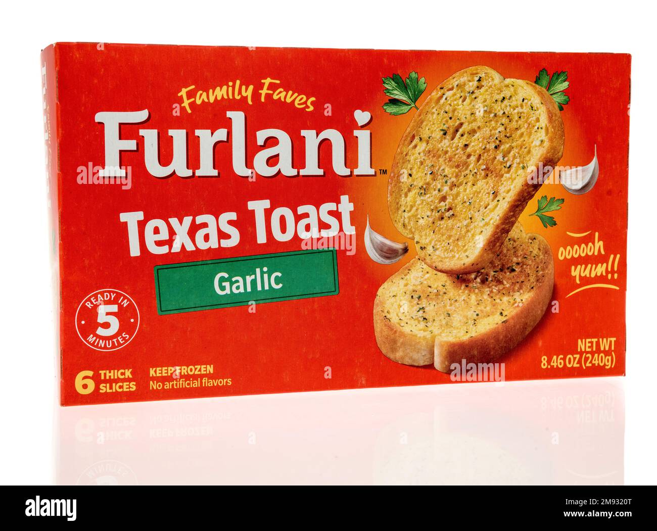 Winneconne, WI - 5 January 2023: A package of Furlani texas toast garlic on an isolated background. Stock Photo