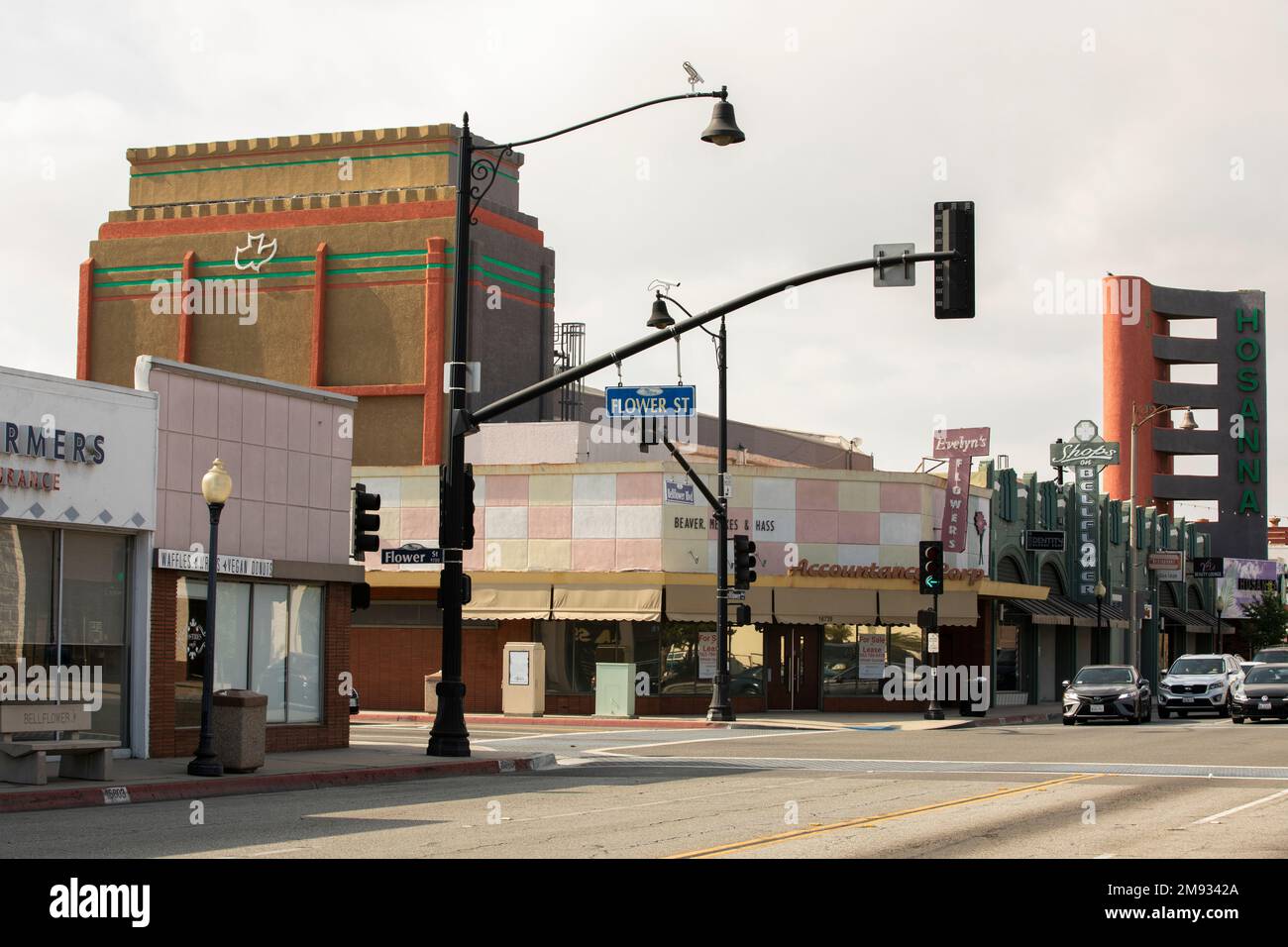 Bellflower, California, USA May 2, 2021 Afternoon sun shines on