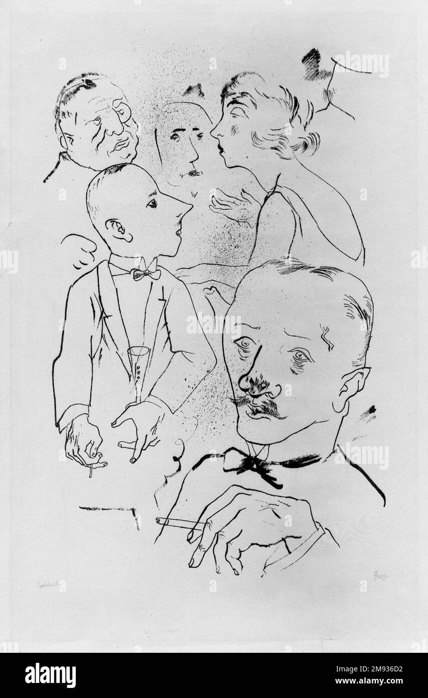 The New Generation (Nachwuchs) George Grosz (American, born Germany, 1893-1959). , 1921-1922. Photo-transfer lithograph on laid paper, Image: 19 1/2 x 12 1/2 in. (49.5 x 31.8 cm).   American Art 1921-1922 Stock Photo