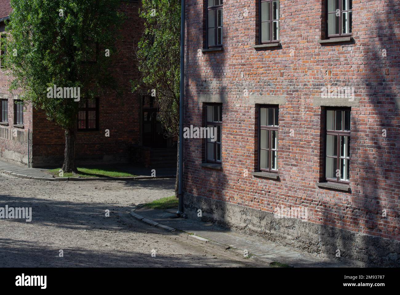 June 15 2022: Oswiecim, Poland. Brick Barracks in Auschwitz Birkenau Concentration Camp, That was Biggest in Eastern Europe. Holocaust Remembrance Day Stock Photo