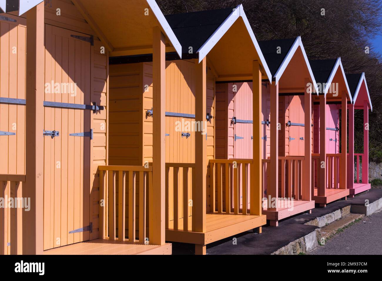 Colourful Beach huts Stock Photo