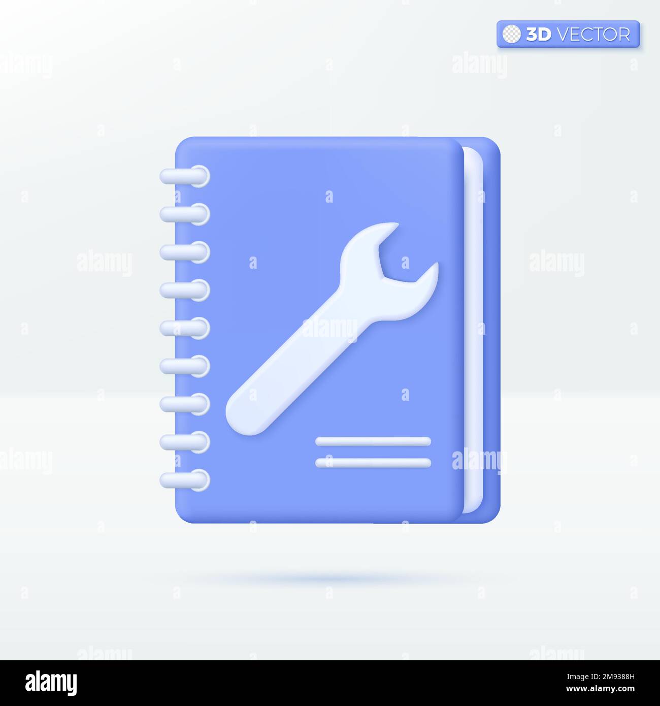 User manual book icon symbol. booklet icon, maintenace manual, instruction book, User's guide for technical or maintenance terms concept. 3D vector is Stock Vector