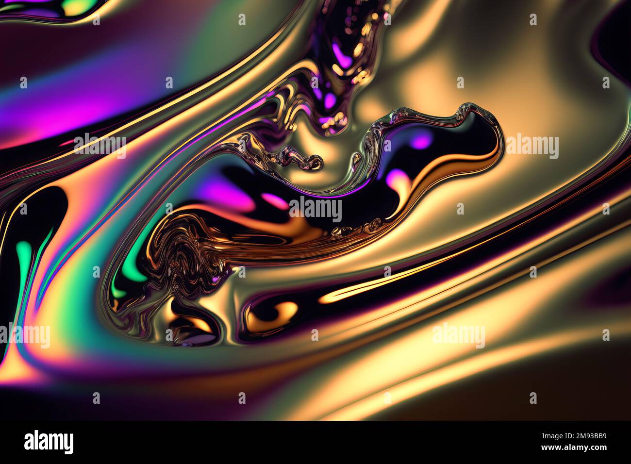 Abstract psychodelic background. Iridescent colors ultraviolet neon metallic liquid Stock Photo
